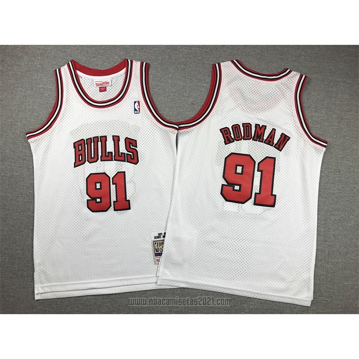 Camiseta Nino Chicago Bulls Dennis Rodman #91 Mitchell & Ness 1997-98 Blanco